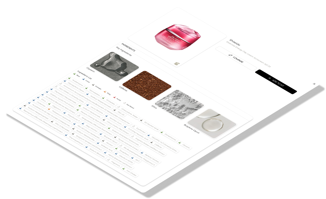 SOLIS PIQ product detail ingredient pop-up